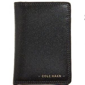 COLE HAAN Black Leather Key & Card Holder